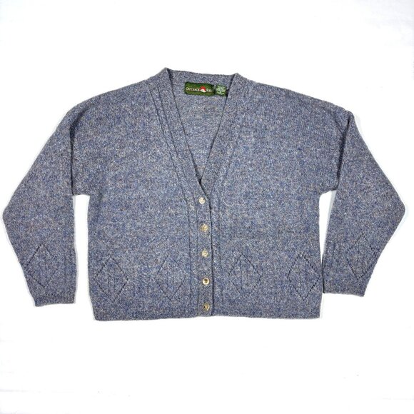 VTG Outback Red - Blue/Gray 100% Wool Knit Cardigan Sweater Womens Small - Picture 1 of 8